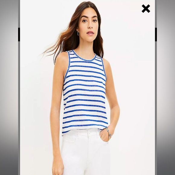 NWT LOFT Stripe Cotton Blend Racerback Tank Top Size L - Picture 2 of 10